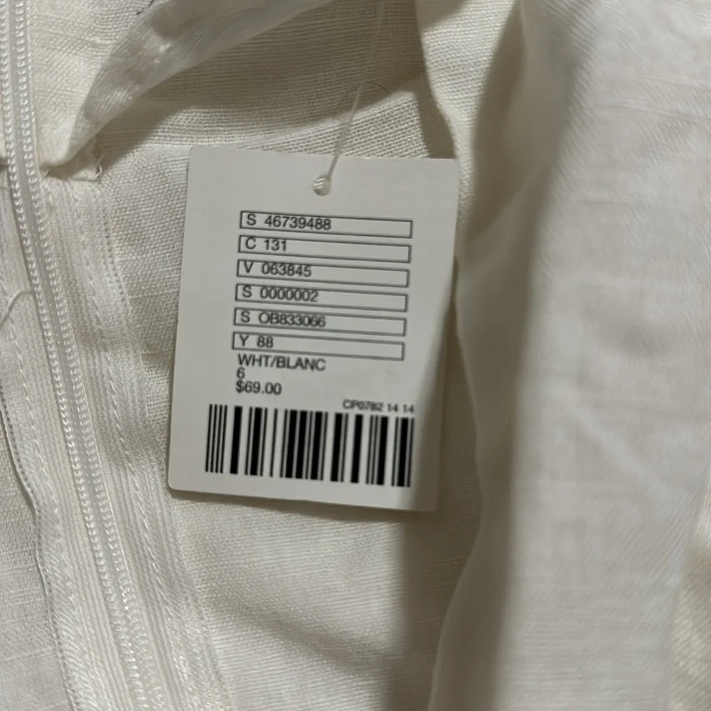 Urban Outfitters UO Ruby Linen Surplice Jumpsuit White Waist Tie Pockets NWT-6 - Picture 9 of 10